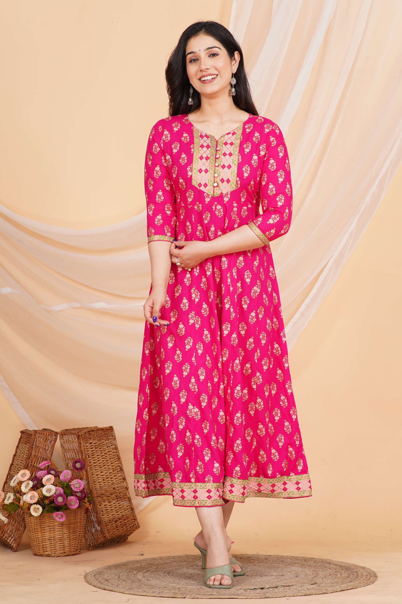 Women's Rayon Printed Anarkali Short Kurti Gown - Image 4